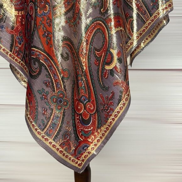 Oscar De La Renta for Accessory Street Vintage Shiny Rayon Blend Square Scarf - Picture 7 of 12